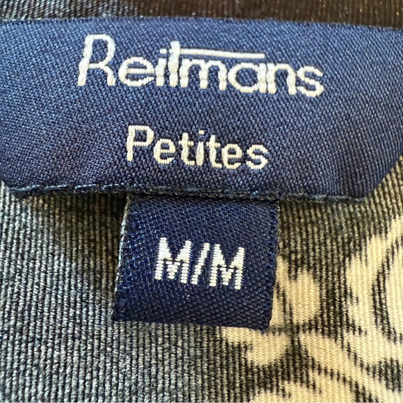 Reitmans Shirt Black and White Graphic Blouse Top Relaxed Fit Women's Size MP - Picture 9 of 10